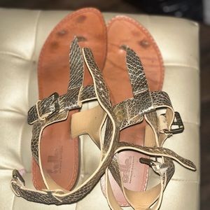 WINTER SALE! Metallic gold leather sandals